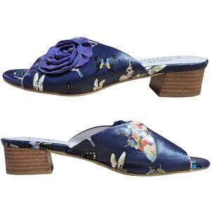 L'Artiste Isittora Blue Pink Floral Stack Heel Sandals Shoes 42 US  10 1/2 - 11